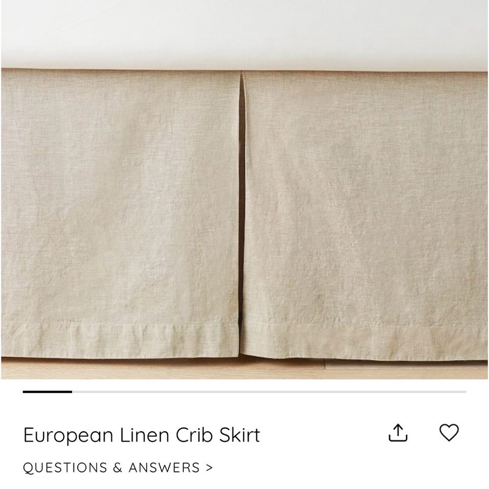 Pottery Barn Kids Cream Linen Crib Skirt